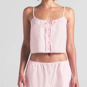 SKIMS Cotton Poplin Sleep Cami Large Cotton Candy Stripe NWT!